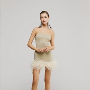 Oseree lumiere plumage dress gold Small